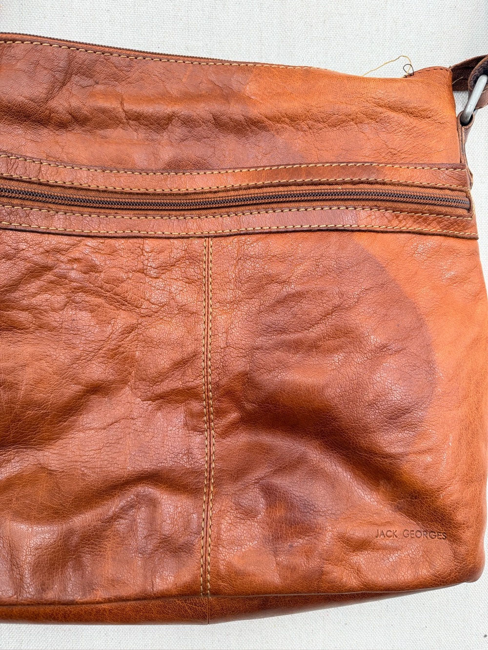 Jack Georges Men's Brown Leather Crossbody Shoulder Bag - Picture 2 of 8